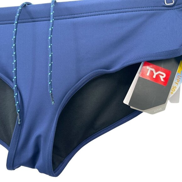 NWT TYR Active UPF 50+ Drawstring Blue Bikini Briefs Bottoms Womens Large - Picture 2 of 8